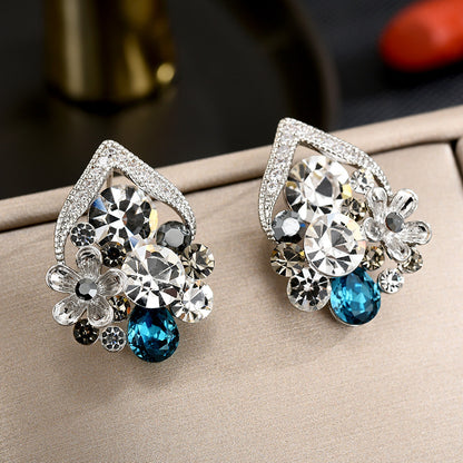 Zircon Crystal Flower Basket Stud Earrings