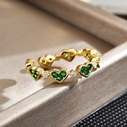 Emerald Heart Open Ring