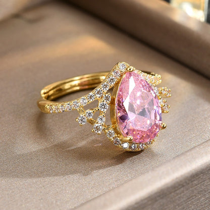 Teardrop Pink Sapphire Open Ring