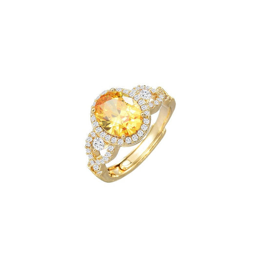 Yellow Sapphire Zirconia Gold Open Ring