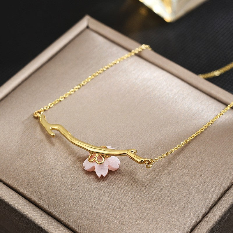 Peach Blossom Twig Necklace