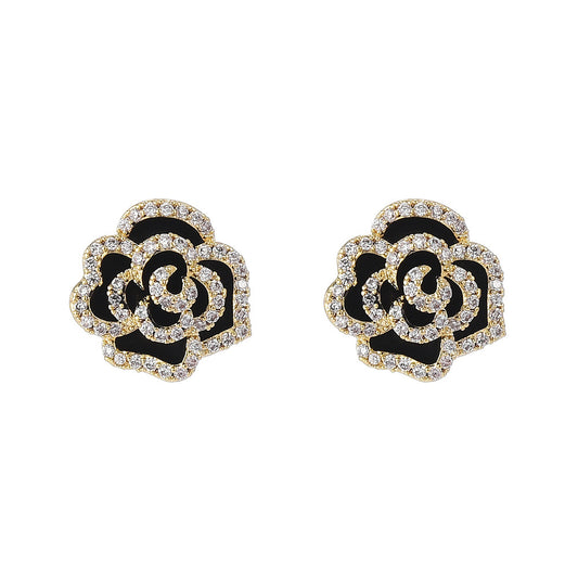 Black Rose Sapphire Stud Earrings