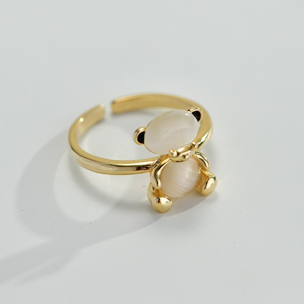 Moonstone Gold Bear Open Ring