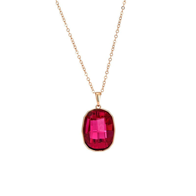 Oval Crystal Pendent Necklace