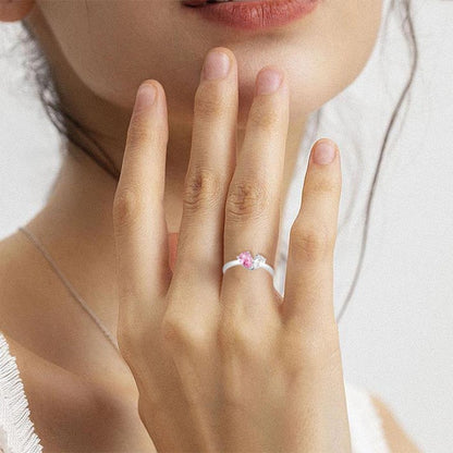 Double Zircon Heart Open Ring