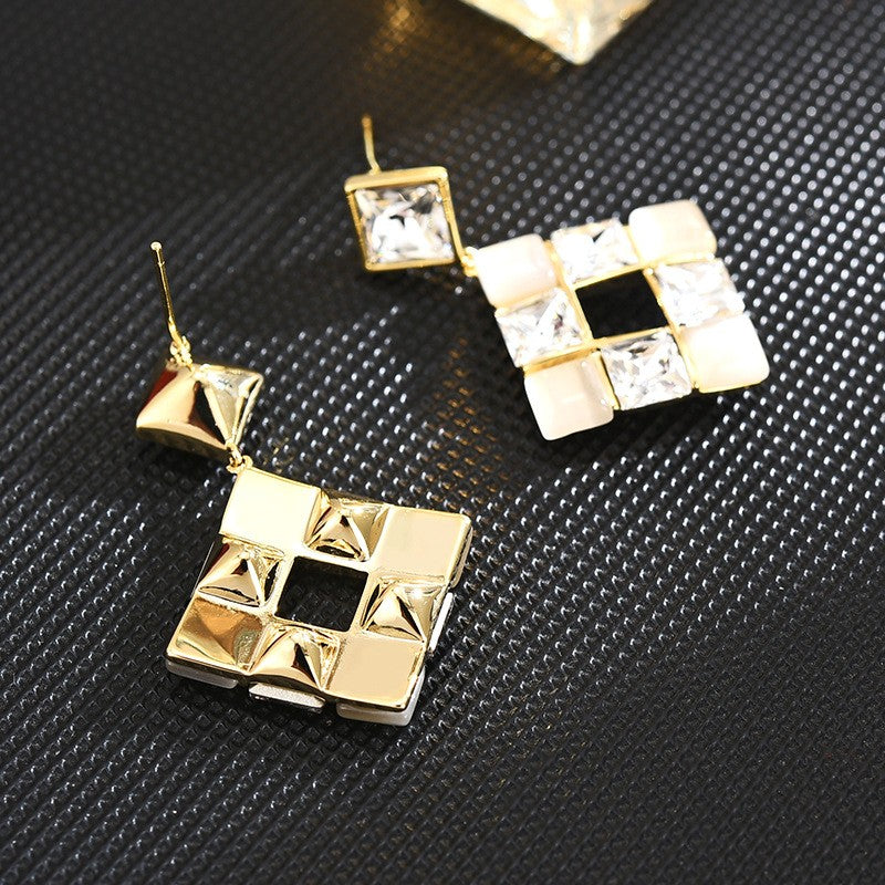 Square Cut Dangling Hoop Earrings