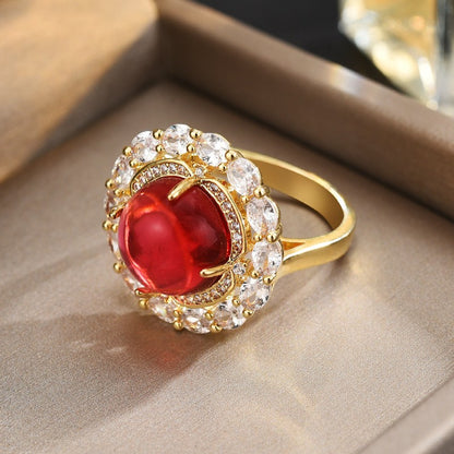 Round Ruby Zircon Open Ring