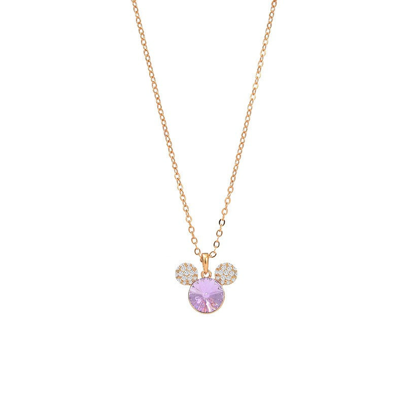 Double Round Purple Crystal Sapphire Necklace