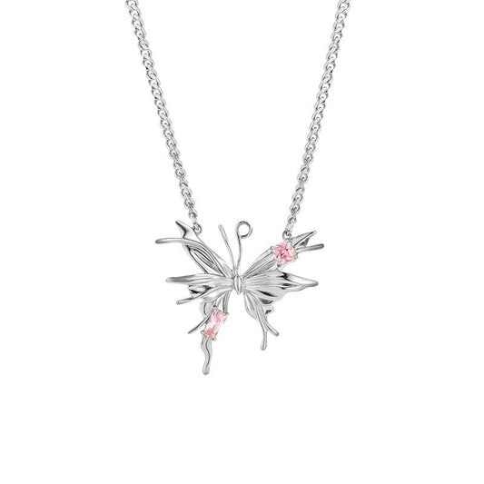 Pink Sapphire Butterfly Necklace