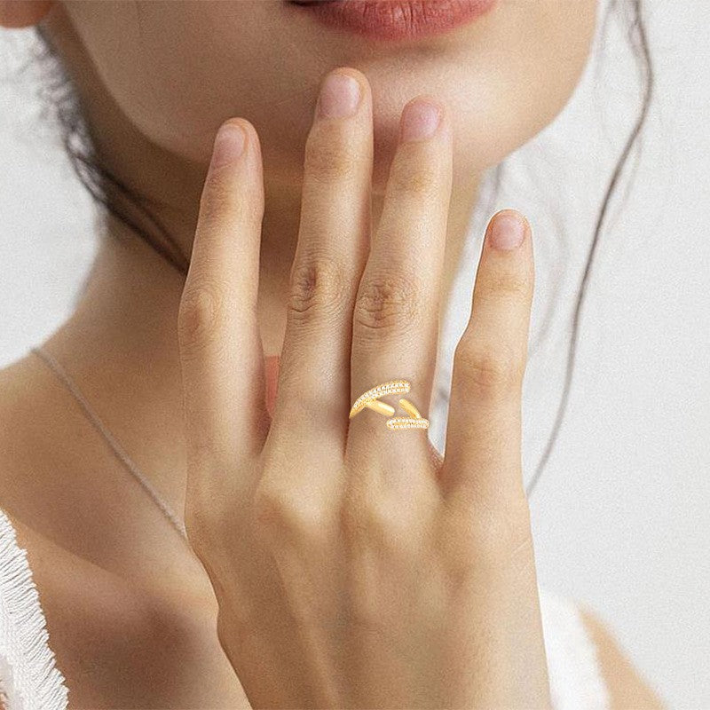 Triple Cross Zirconia Gold Open Ring