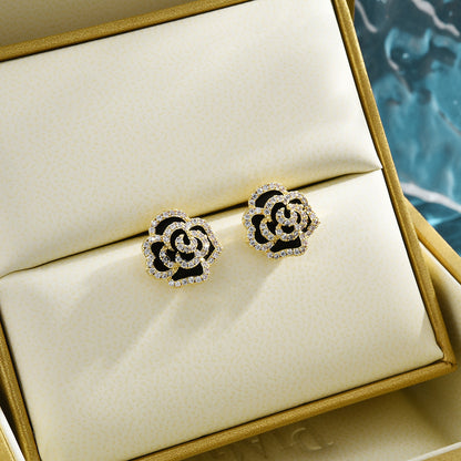 Black Rose Sapphire Stud Earrings