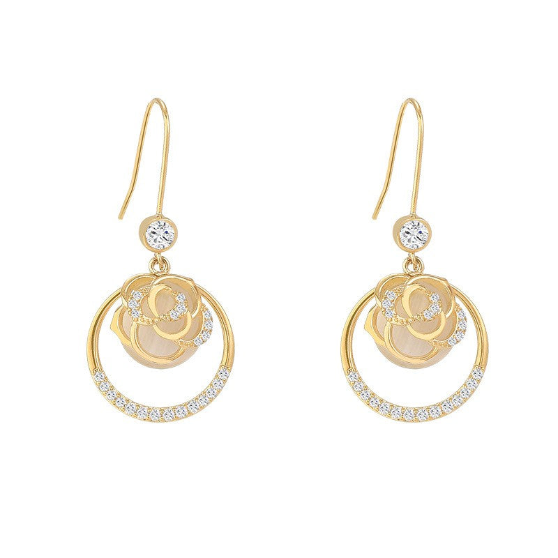 Peony Drop Ring  Hoop Earrings