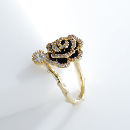 Molten Sapphire Black Rose Open Ring