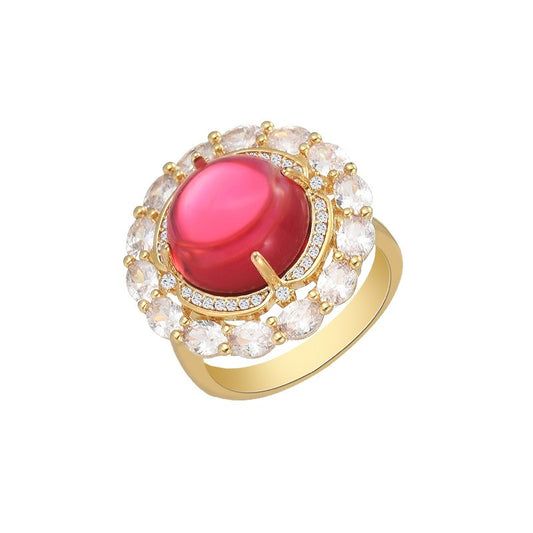 Round Ruby Zircon Open Ring