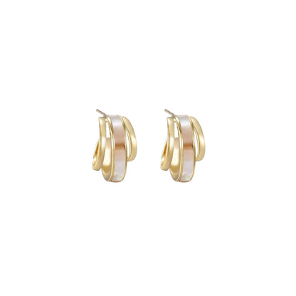 Mother of Pearl C Cup Stud Earrings