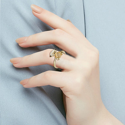 Moonstone Gold Bear Open Ring