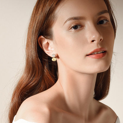 Moonstone Dome Dangling Stud Earrings