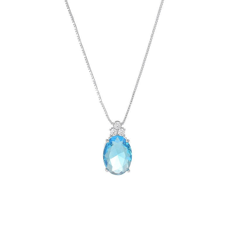 Paris Blue Oval Crystal Sapphire Necklace