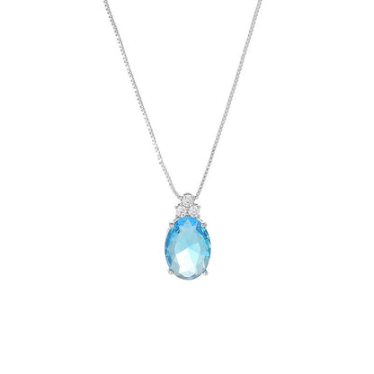 Paris Blue Oval Crystal Sapphire Necklace