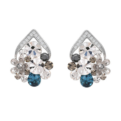 Zircon Crystal Flower Basket Stud Earrings