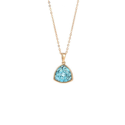 Sea Blue Shield Crystal Pendent Necklace