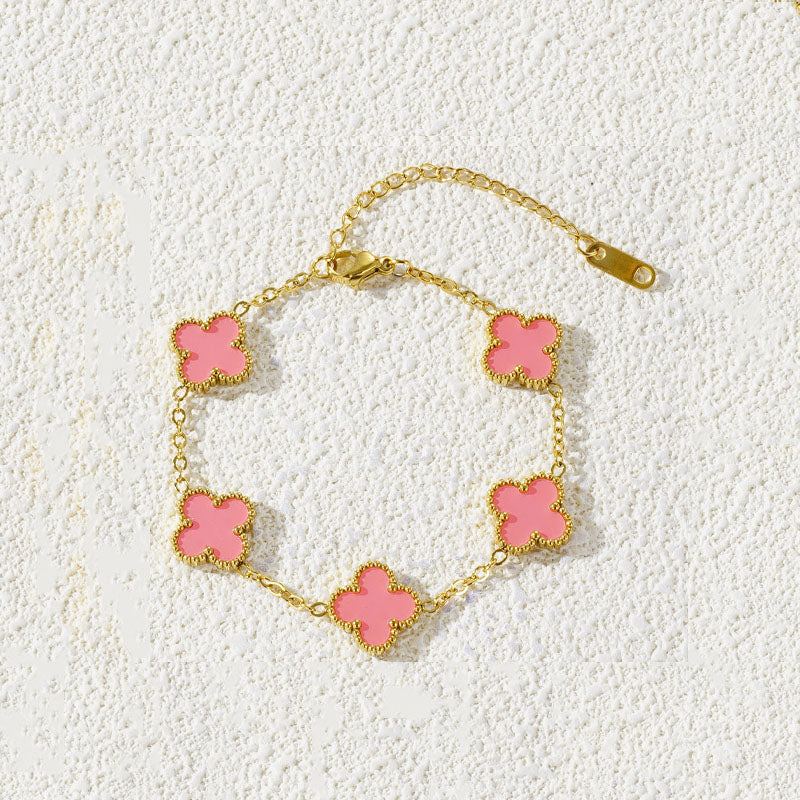 Fritillaria Mother of Pearl Clover bracelet Pink