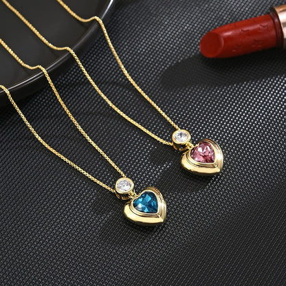 Purple Crystal Sapphire Heart Necklace