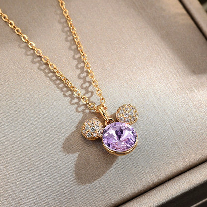 Double Round Purple Crystal Sapphire Necklace