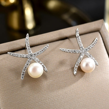 Freshwater Pearl Starfish Stud Earrings