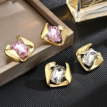 Rectangle Crystal Square Stud Earrings