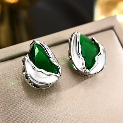 Emerald Bud Stud Earrings