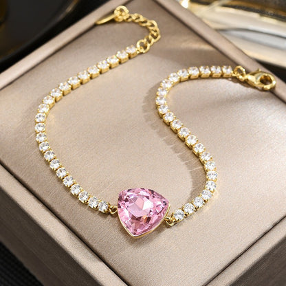 Pink Crystal Sapphire Tennis Bracelet