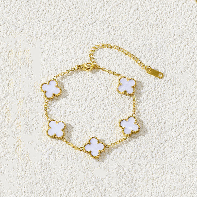 Fritillaria Mother of Pearl Clover bracelet White