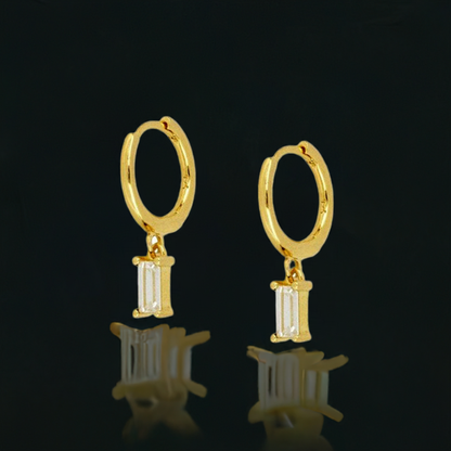 Basic White Baguette Huggie Earrings