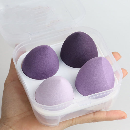 Purple Beauty Cosmetic Blending Sponge 4Pk with Clear Box