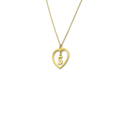 Open Heart Initial Letter Necklace